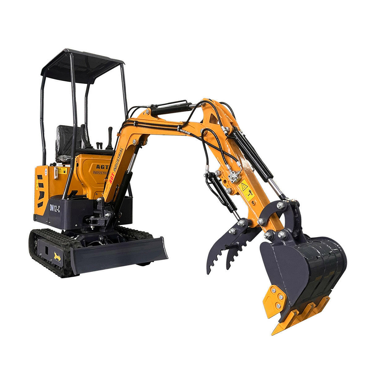 1 Ton, 13.5 HP Gasoline Engine (B&S) Mini Excavator w/ Hydraulic Thumb & Side Swing Boom | AGT-DM12-C