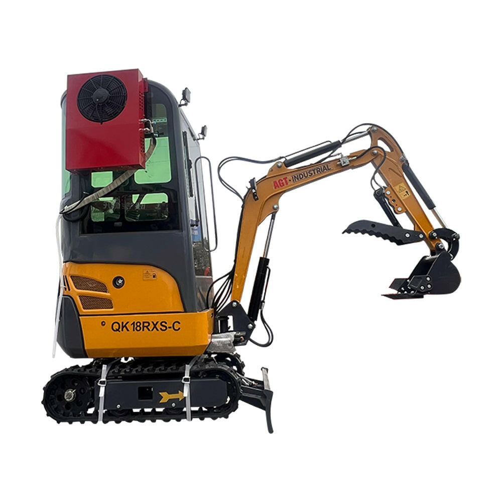 1-ton, Rato Engine Mini Excavator w/Air Conditioning & Enclosed Cab & Side Swing & Hydraulic Thumb | AGT-QK18RXS-C