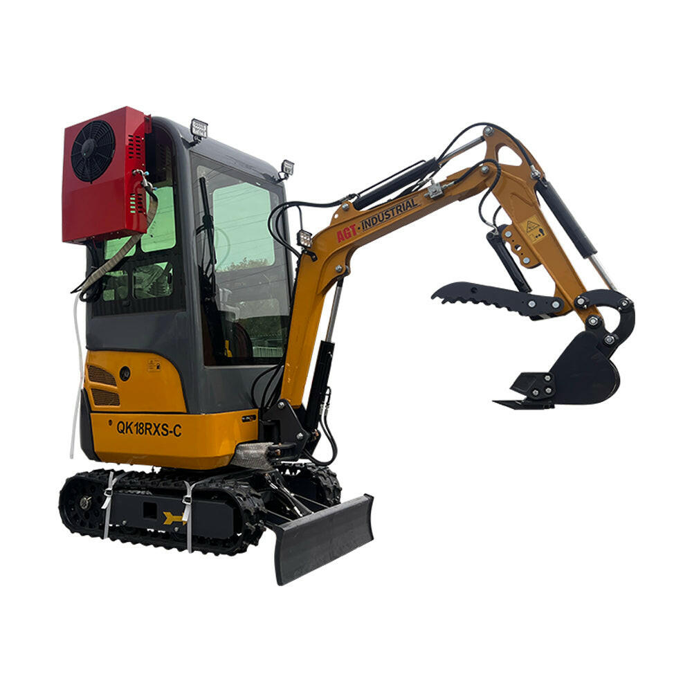 1-ton, Rato Engine Mini Excavator w/Air Conditioning & Enclosed Cab & Side Swing & Hydraulic Thumb | AGT-QK18RXS-C