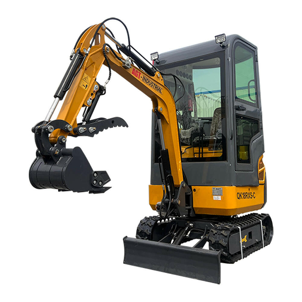 1-ton, Rato Engine Mini Excavator w/Air Conditioning & Enclosed Cab & Side Swing & Hydraulic Thumb | AGT-QK18RXS-C