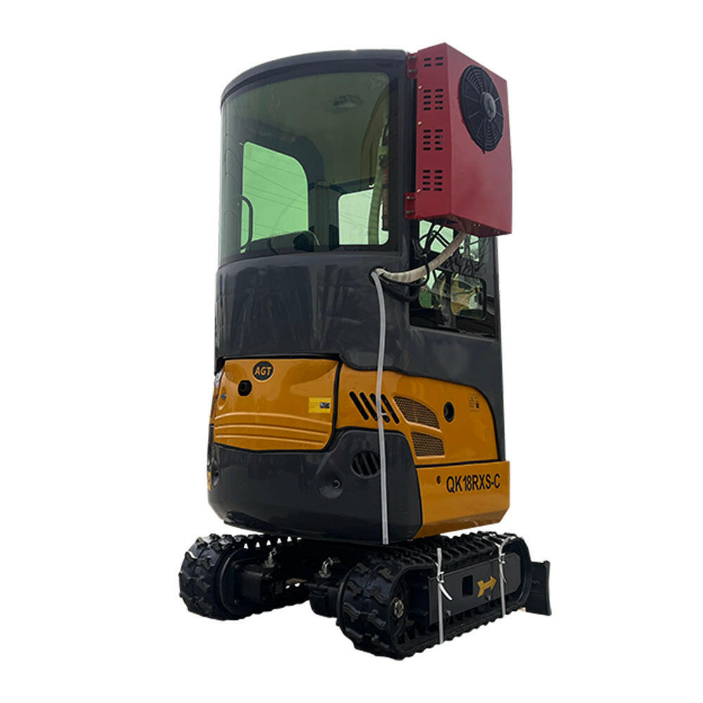 1-ton, Rato Engine Mini Excavator w/Air Conditioning & Enclosed Cab & Side Swing & Hydraulic Thumb | AGT-QK18RXS-C